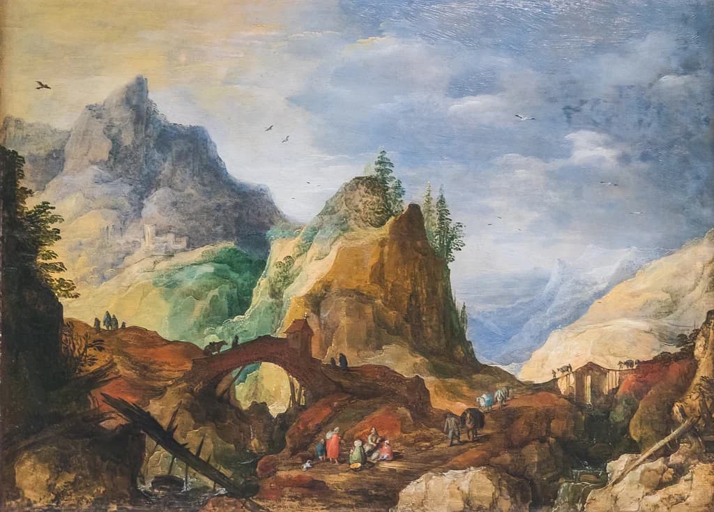 Mountain Scene with Bridges