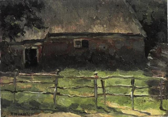 A Farmhouse Behind a Fence