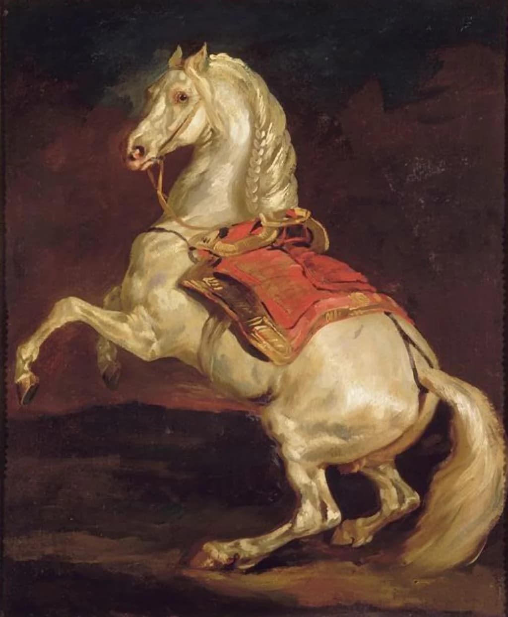 Rearing Horse with a Red Saddlecloth
