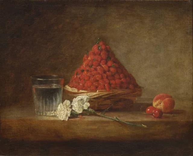 Der Korb mit Walderdbeeren