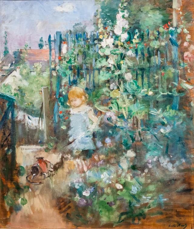 Child among the Hollyhocks