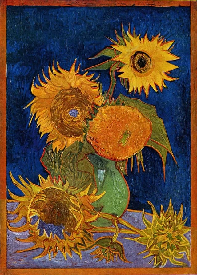Still Life: Vase with Five Sunflowers
