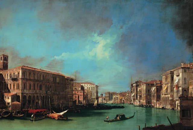 Der Canal Grande bei der Rialtobrücke, Blick nach Norden