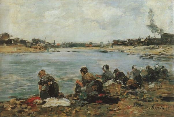 Washerwomen on the shore of the Touques