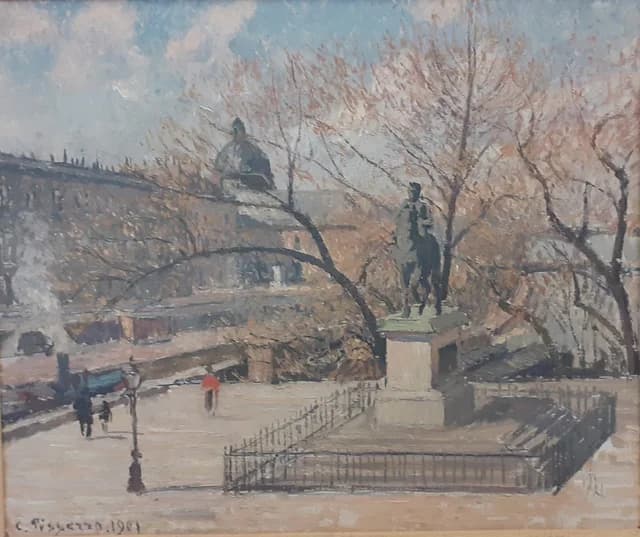 La statua di Enrico IV e l'Hôtel de la Monnaie, mattina, sole