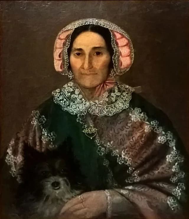 Portrait of an old woman with dog