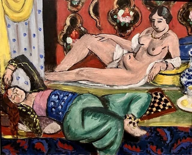 Two Odalisques, One Being Nude, Ornamental Ground and Checkerboard