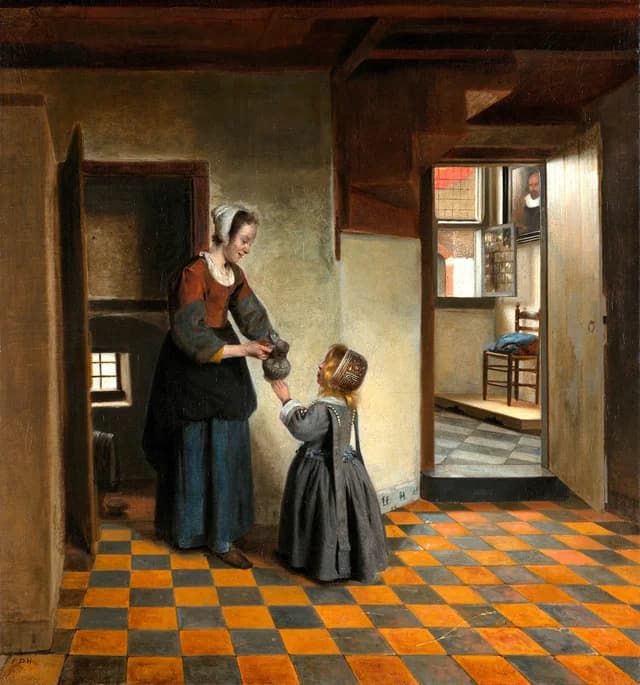Woman with a Child in a Pantry