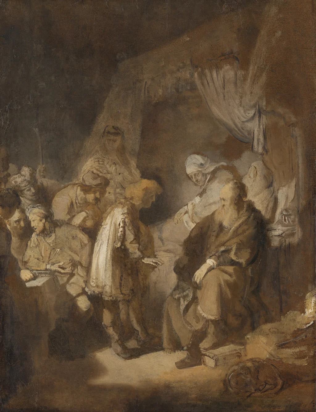 Joseph relating his dreams to his parents and brothers