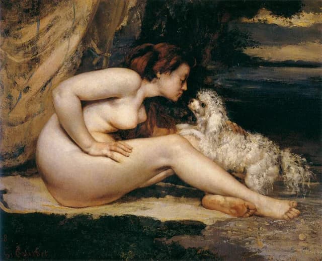 Femme nue au chien