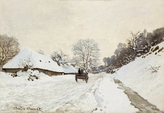 A Cart on the Snowy Road at Honfleur