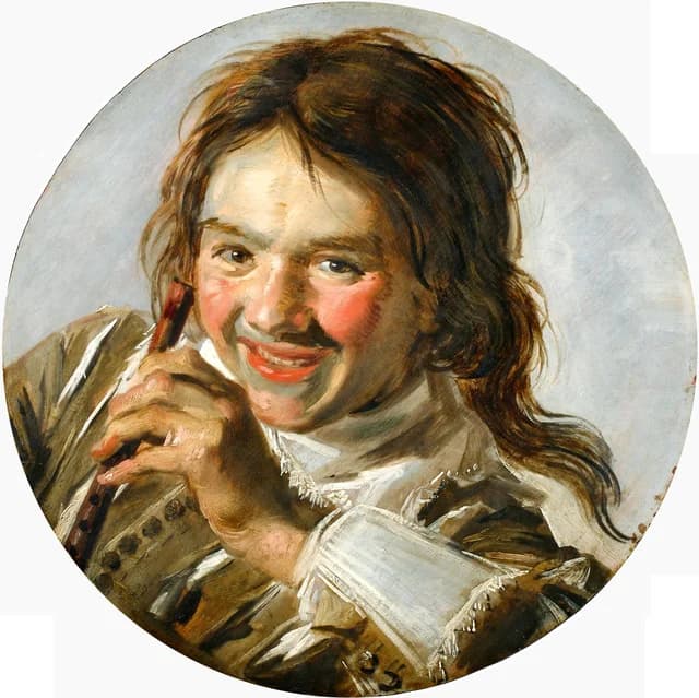 Laughing boy with a flute