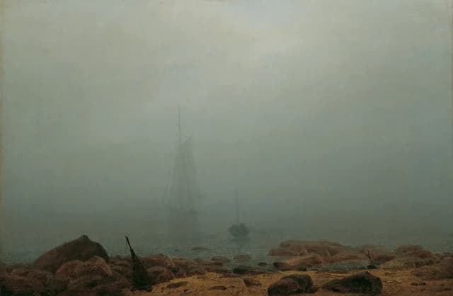 Sea beach in the fog