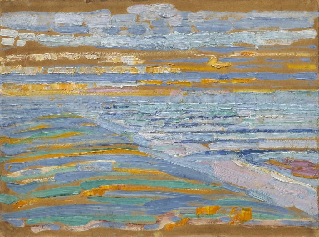 Blick von den Dünen mit Strand und Molen, Domburg