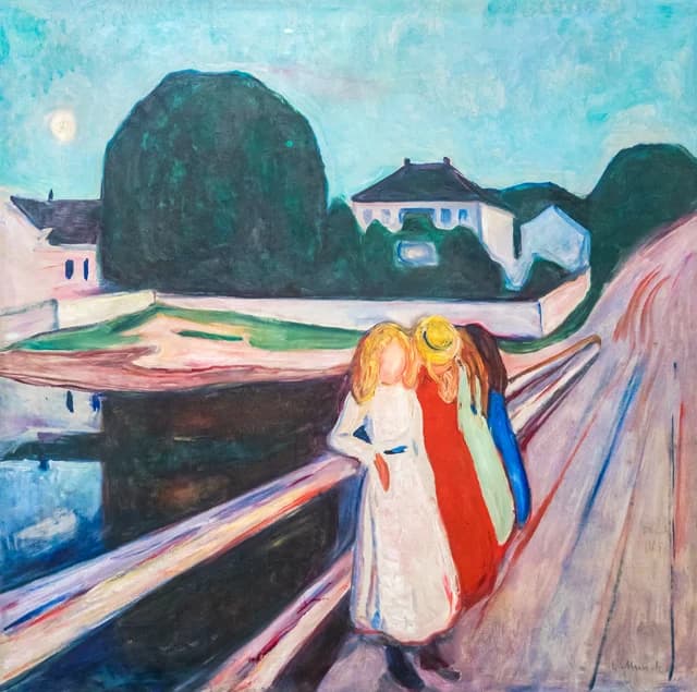 Quatre jeunes filles sur le pont