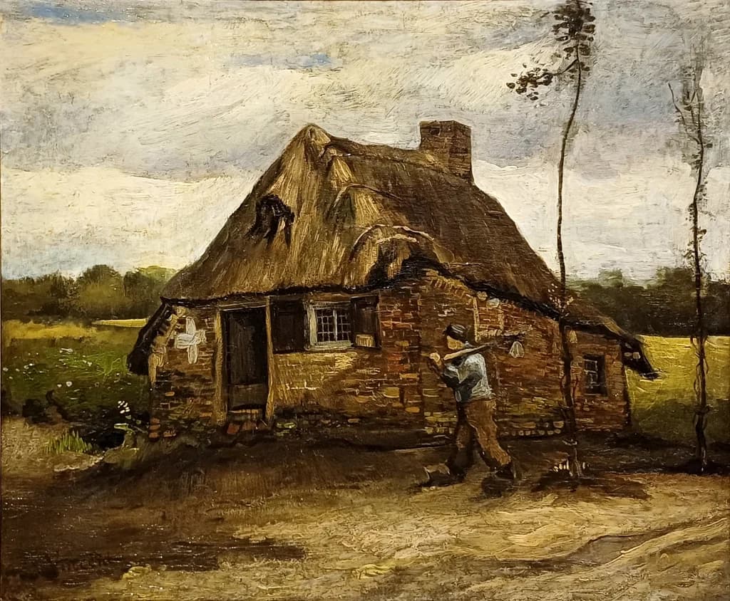 Scene of a Cottage with a Peasant Coming Back Home