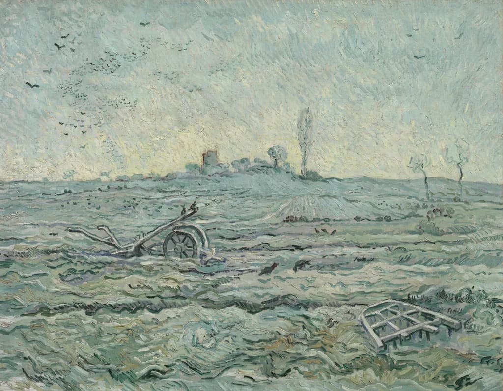 Snow-Covered Field with a Harrow (after Millet)