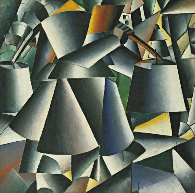 Mujer con cubos: composición dinámica