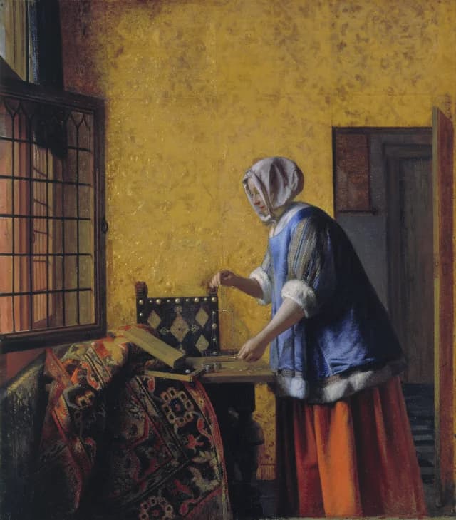 Interior with a Woman weighing Gold Coin