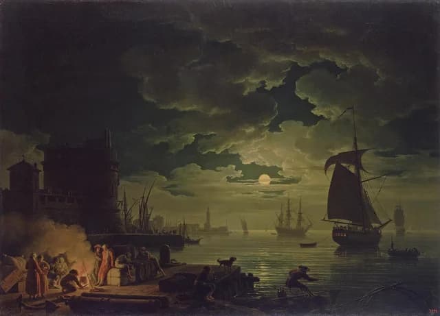 Entrance to the Port of Palermo by Moonlight