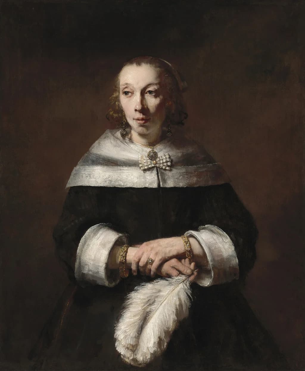 Portrait of a Woman with an Ostrich-Feather Fan