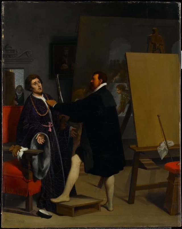 Aretino im Atelier Tintorettos