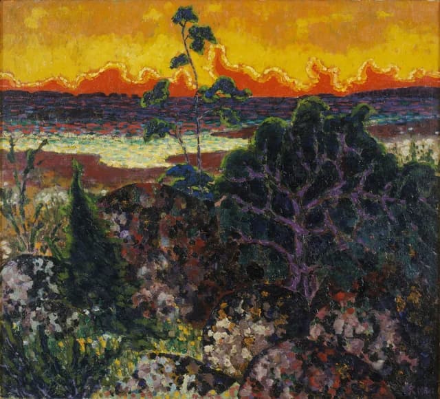Landscape with a red cloud