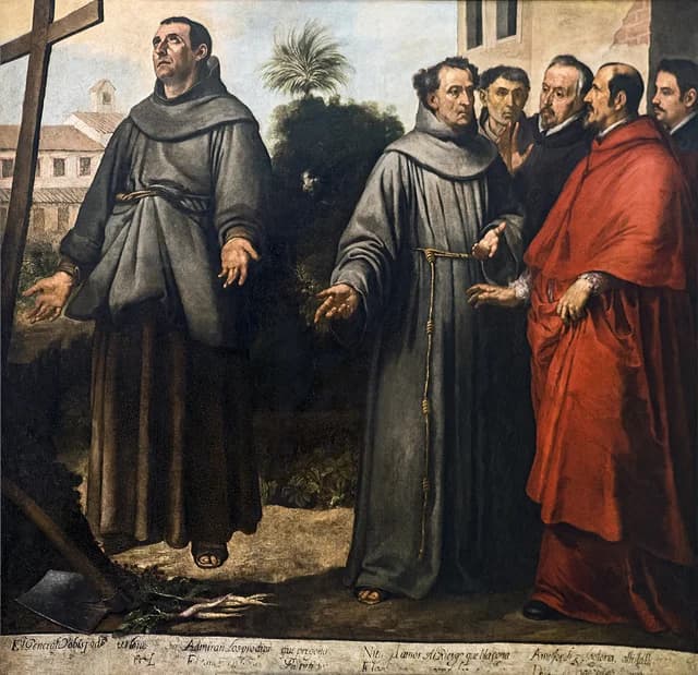 Der heilige Didakus von Alcalá vor dem Kreuz