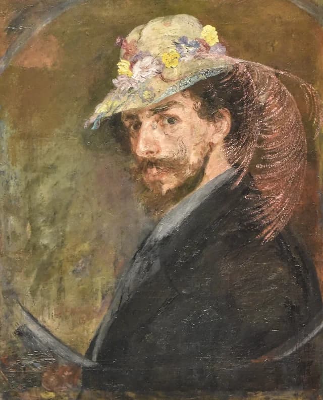 Self-portrait with flowered hat