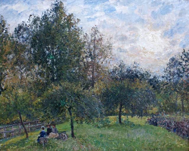 Meli e pioppi, Éragny, tramonto