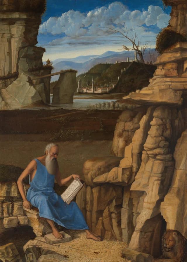 San Girolamo che legge in un paesaggio