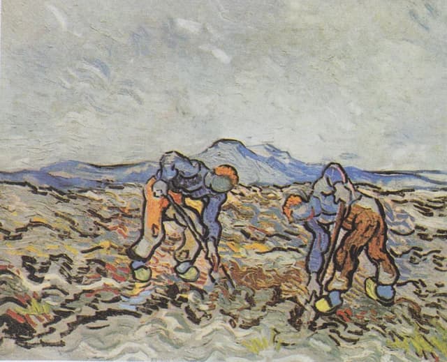 Contadini che raccolgono patate