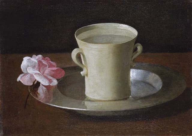 A Cup of Water and a Rose in a Plate of Silver