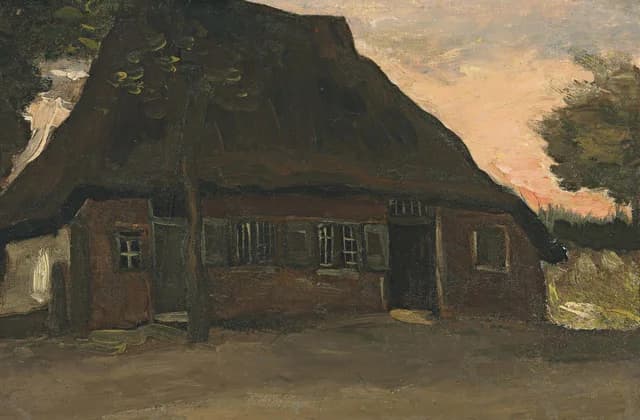 Chaumière avec des arbres