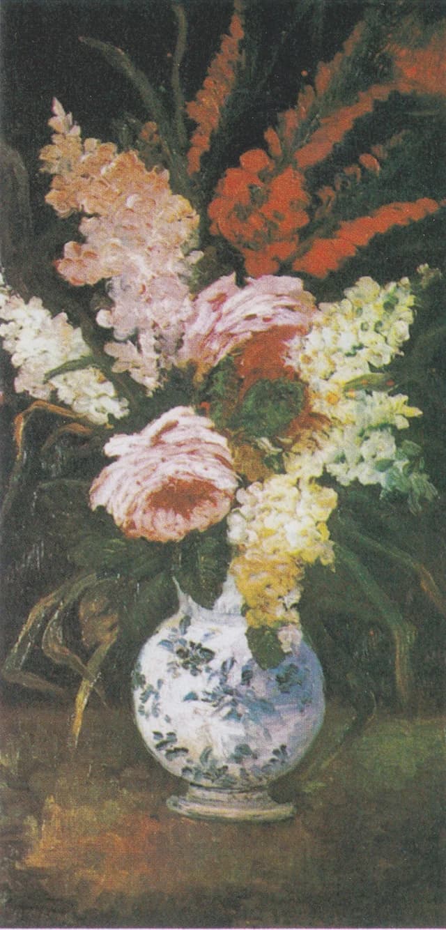グラジオラスとライラックの花瓶