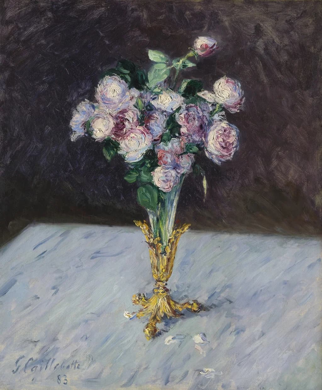 Bouquet of Roses in a Crystal Vase