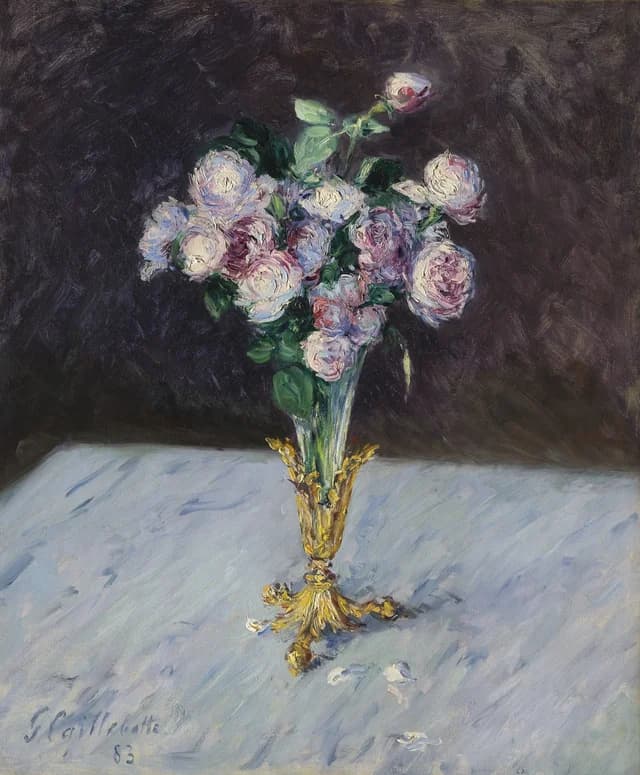 Bouquet of Roses in a Crystal Vase