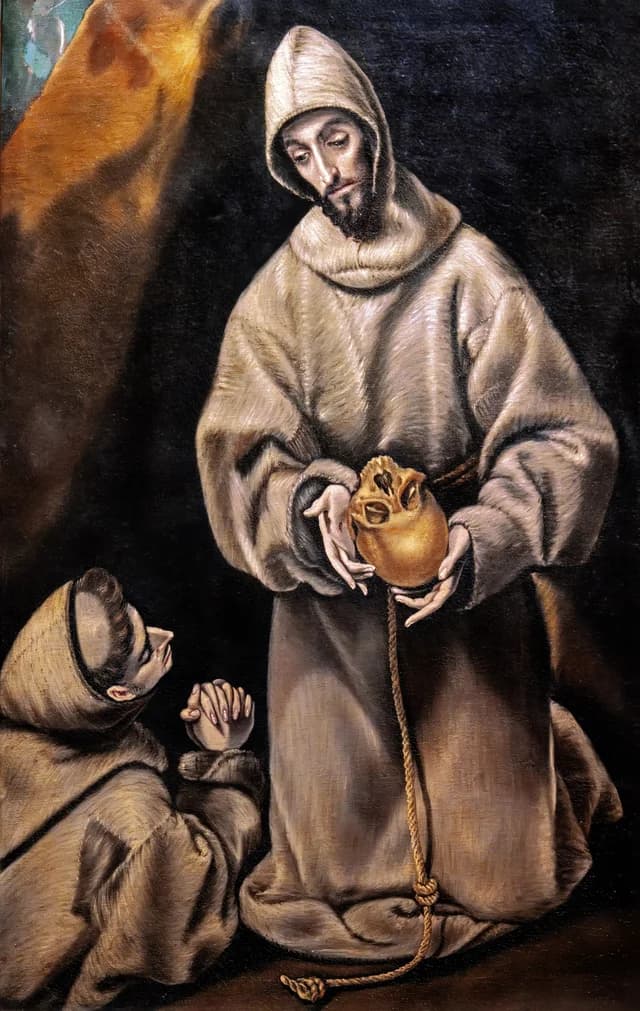 San Francisco de Asís y fray León meditando sobre la muerte
