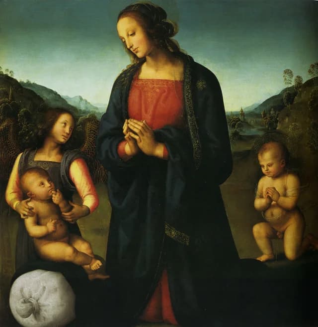 Madonna with child, Saint John the Baptist, and an angel