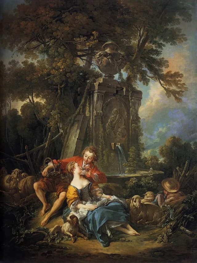 Pastoral with a Couple near a Fountain