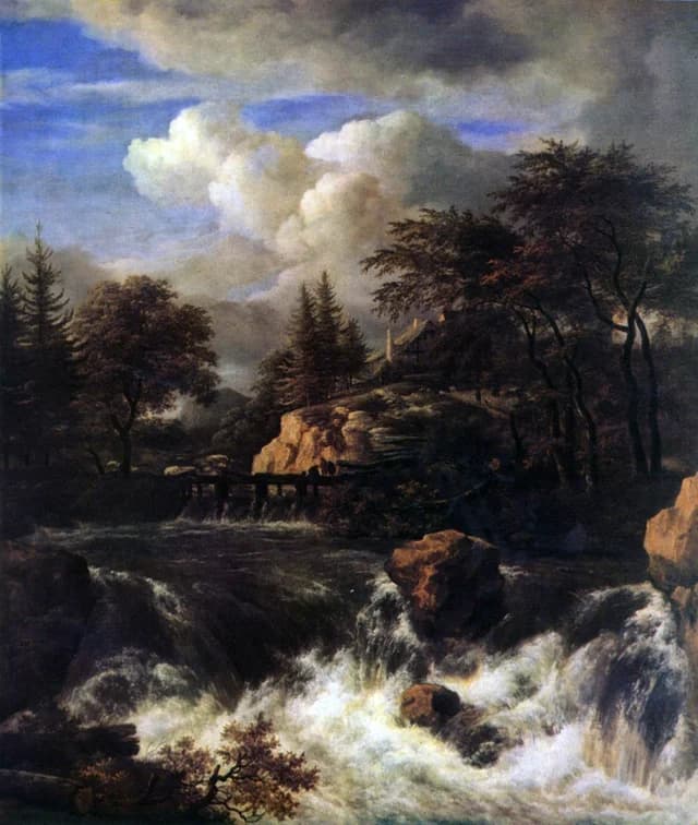 A Waterfall in a Rocky Landscape