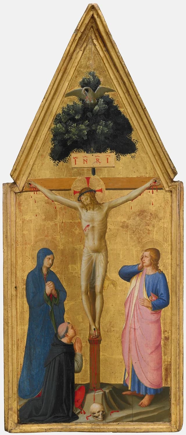 Christ on the Cross, the Virgin, Saint John the Evangelist, and Cardinal Torquemada