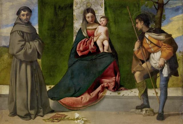 Maria mit dem Kind zwischen dem heiligen Antonius von Padua und dem heiligen Rochus