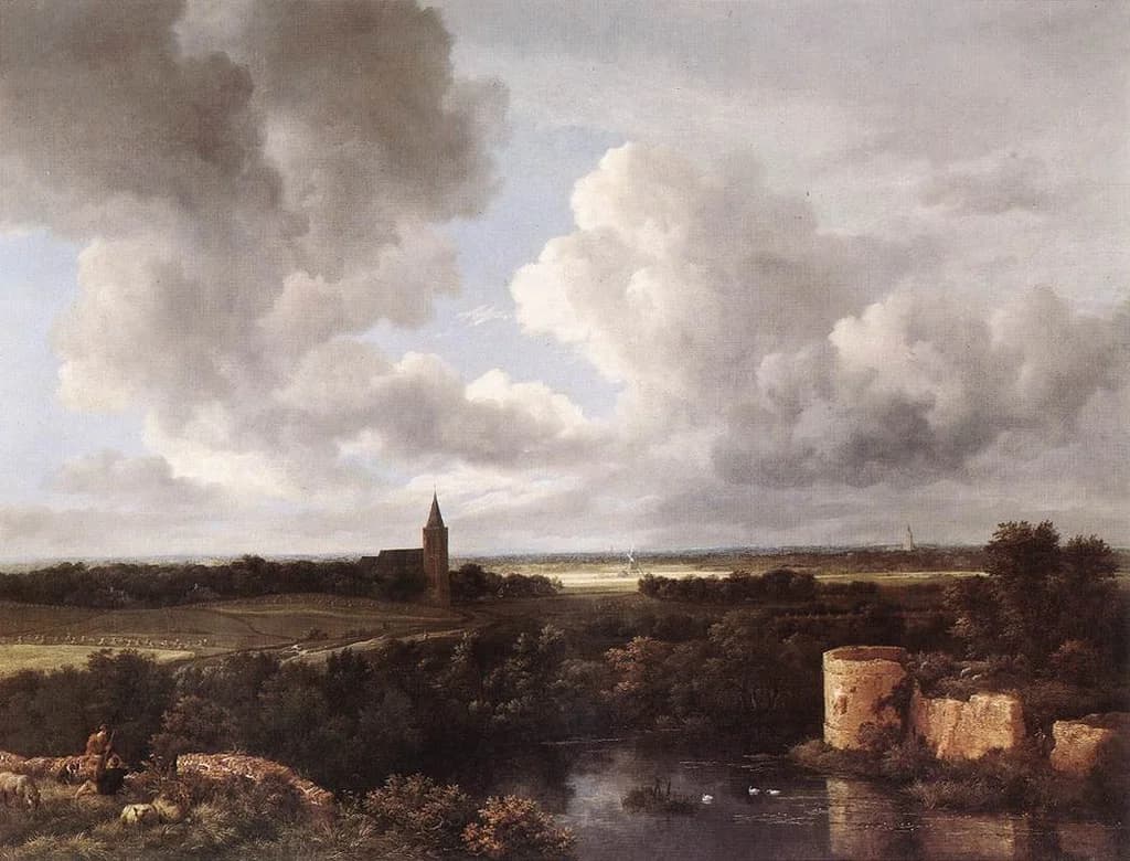 A Landscape with a Ruined Castle and a Church