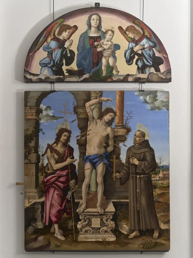Saint Sebastian with Madonna and child