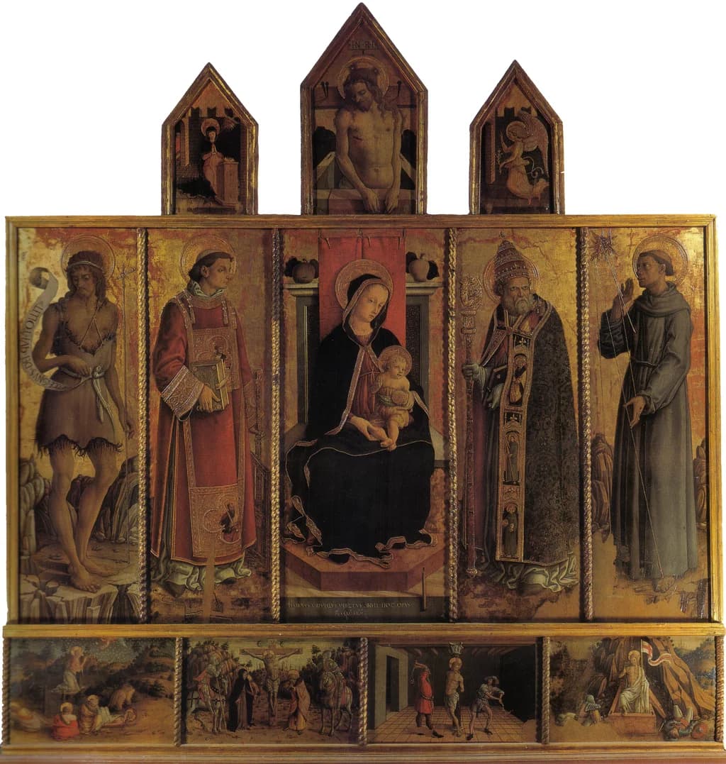 Polyptych of Madonna and child with saints