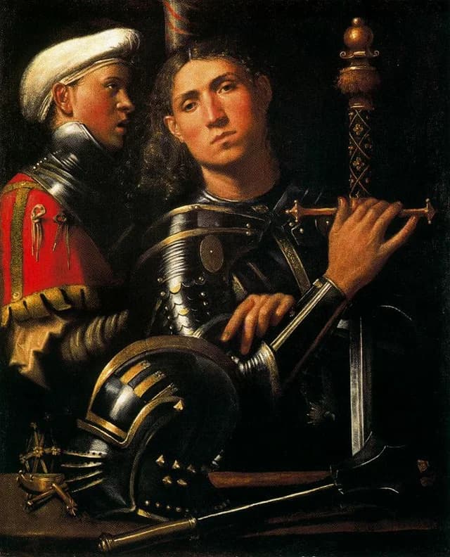 Ritratto di un soldato con il suo scudiero