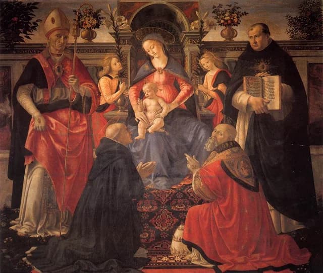 Madonna in trono con il Bambino tra angeli e santi
