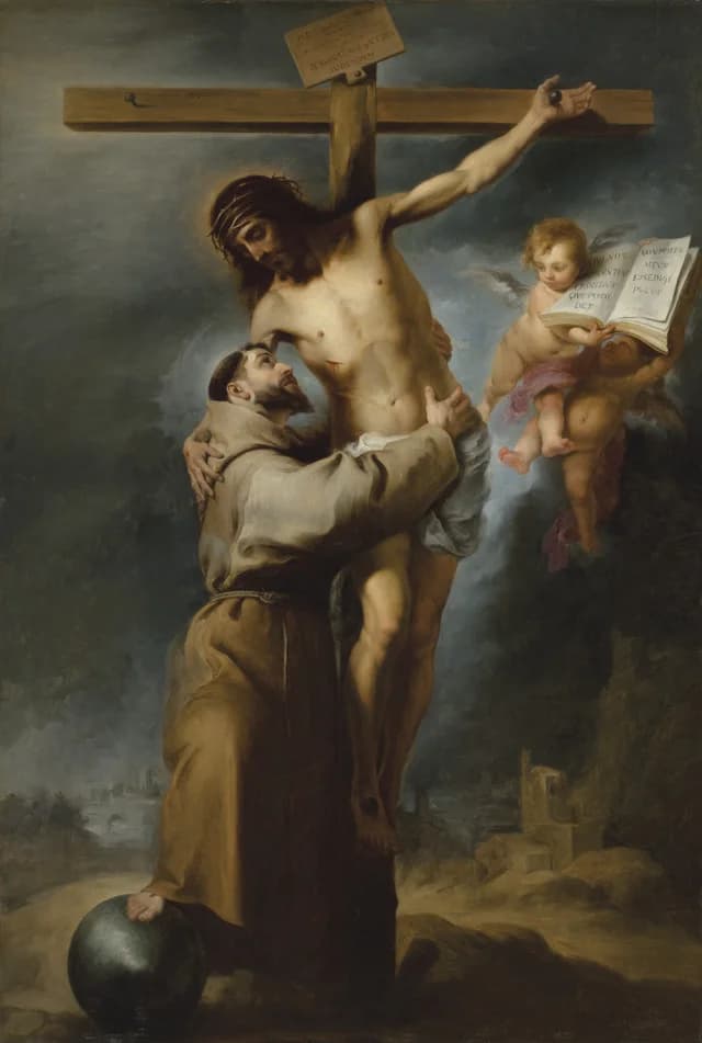 Saint Francis embracing Christ on the Cross
