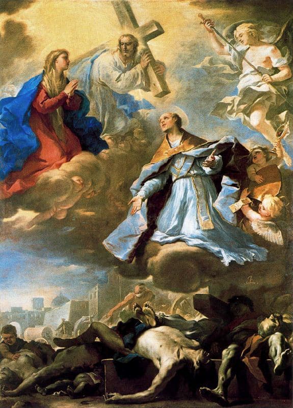 Saint Januarius intercedes with the Virgin, Christ, and Eternal Father for the plague